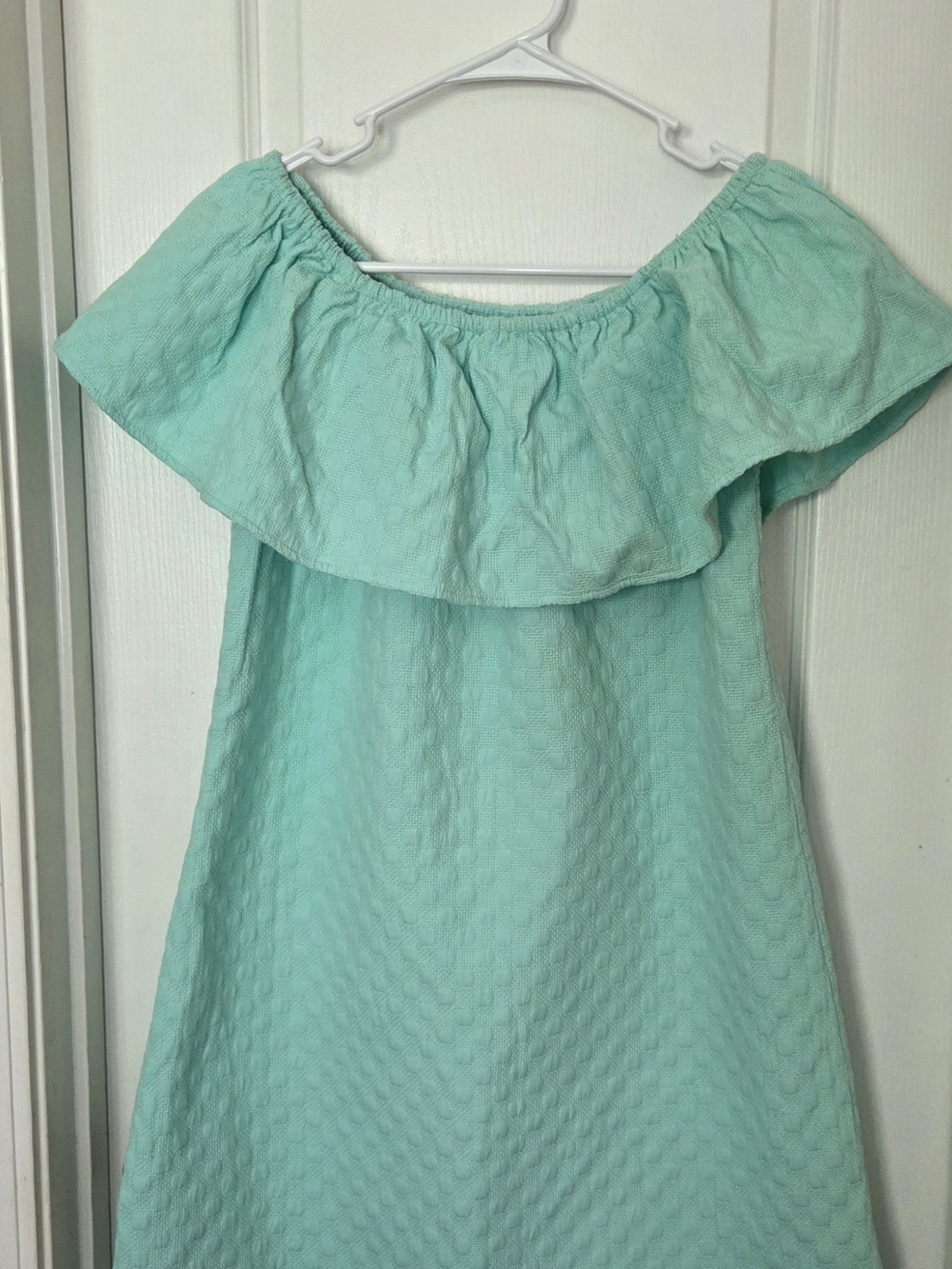 crown & ivy Mint Green Smocked Off-Shoulder Dress